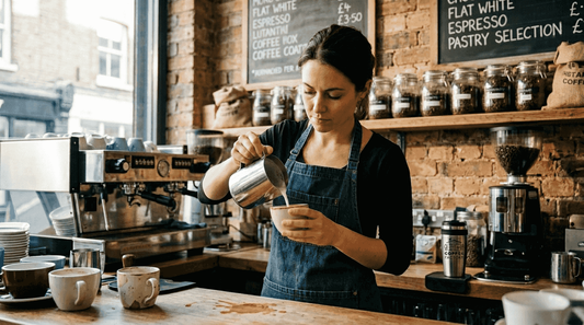 Barista preparing artisan coffee at counter