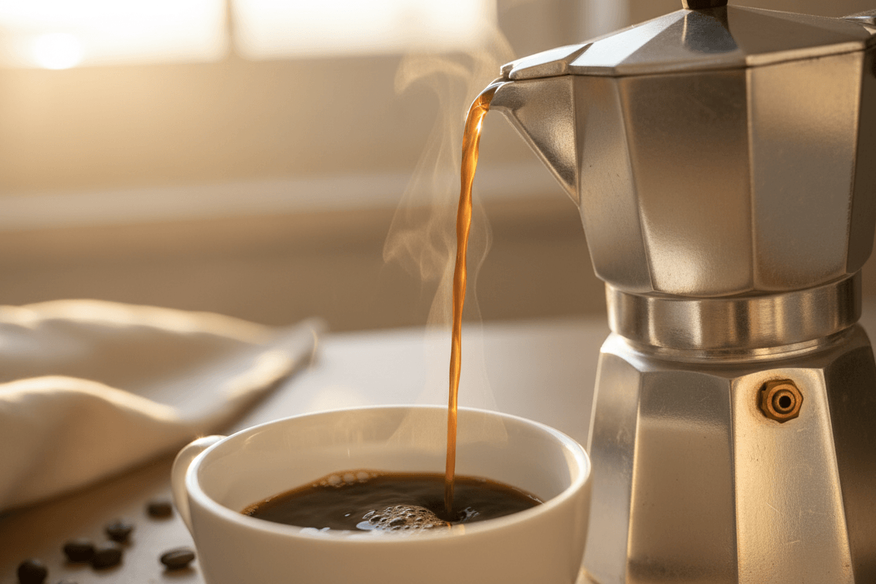 Moka pot pouring 